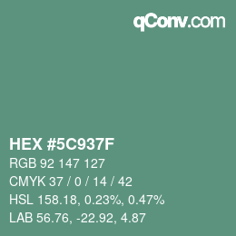 Farbcode: HEX #5C937F | qconv.com