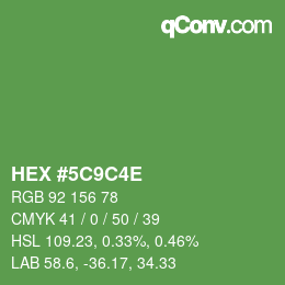 Color code: HEX #5C9C4E | qconv.com