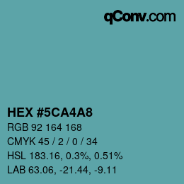 颜色代码: HEX #5CA4A8 | qconv.com