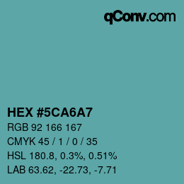 カラーコード: HEX #5CA6A7 | qconv.com