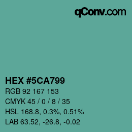 カラーコード: HEX #5CA799 | qconv.com