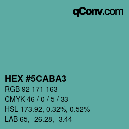 カラーコード: HEX #5CABA3 | qconv.com