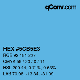 カラーコード: HEX #5CB5E3 | qconv.com