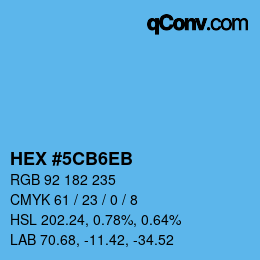颜色代码: HEX #5CB6EB | qconv.com