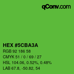 颜色代码: HEX #5CBA3A | qconv.com