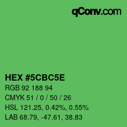 Color code: HEX #5CBC5E | qconv.com
