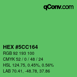 カラーコード: HEX #5CC164 | qconv.com