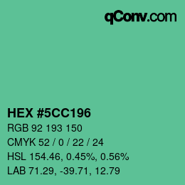 カラーコード: HEX #5CC196 | qconv.com
