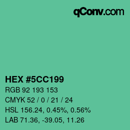 颜色代码: HEX #5CC199 | qconv.com