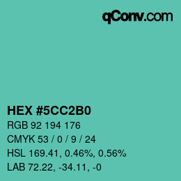 Color code: HEX #5CC2B0 | qconv.com