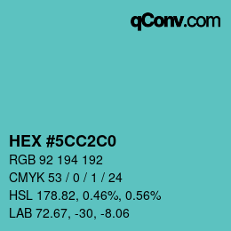 Color code: HEX #5CC2C0 | qconv.com
