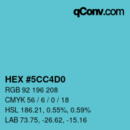 カラーコード: HEX #5CC4D0 | qconv.com