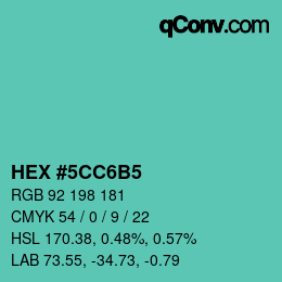 カラーコード: HEX #5CC6B5 | qconv.com