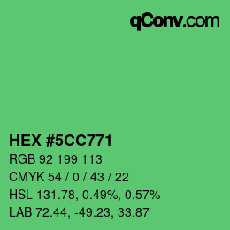 Farbcode: HEX #5CC771 | qconv.com