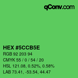 カラーコード: HEX #5CCB5E | qconv.com