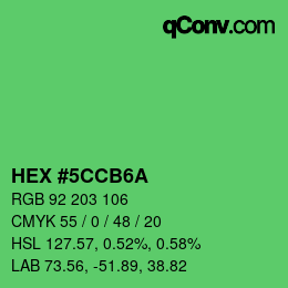 Color code: HEX #5CCB6A | qconv.com