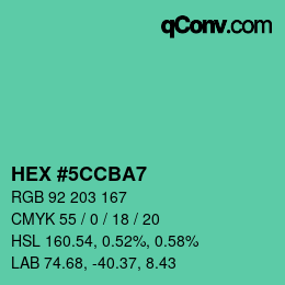 Color code: HEX #5CCBA7 | qconv.com