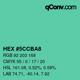 Color code: HEX #5CCBA8 | qconv.com