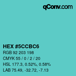 Color code: HEX #5CCBC6 | qconv.com