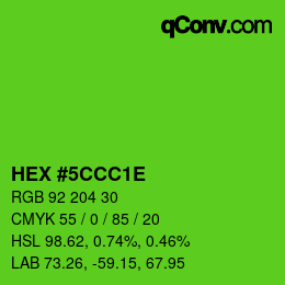 Color code: HEX #5CCC1E | qconv.com