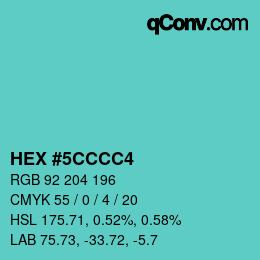 Color code: HEX #5CCCC4 | qconv.com