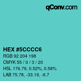 Color code: HEX #5CCCC6 | qconv.com