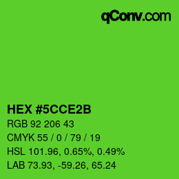 カラーコード: HEX #5CCE2B | qconv.com