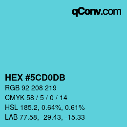 颜色代码: HEX #5CD0DB | qconv.com