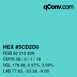 カラーコード: HEX #5CD2D0 | qconv.com