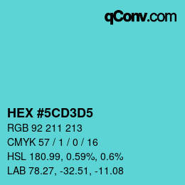 Farbcode: HEX #5CD3D5 | qconv.com