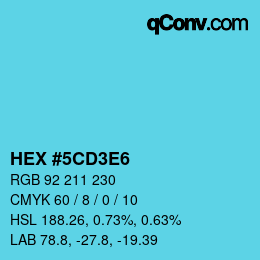 カラーコード: HEX #5CD3E6 | qconv.com
