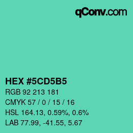 カラーコード: HEX #5CD5B5 | qconv.com