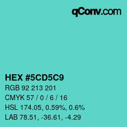 Color code: HEX #5CD5C9 | qconv.com