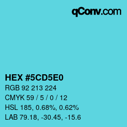 カラーコード: HEX #5CD5E0 | qconv.com