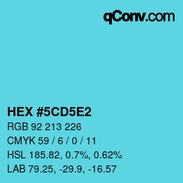 颜色代码: HEX #5CD5E2 | qconv.com