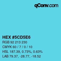 Farbcode: HEX #5CD5E6 | qconv.com