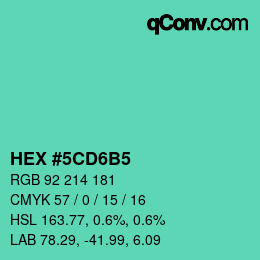 カラーコード: HEX #5CD6B5 | qconv.com