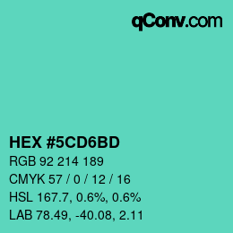 カラーコード: HEX #5CD6BD | qconv.com