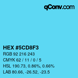 カラーコード: HEX #5CD8F3 | qconv.com