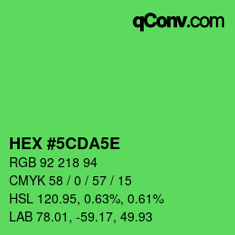 カラーコード: HEX #5CDA5E | qconv.com