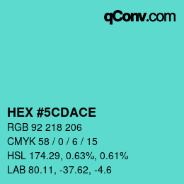 カラーコード: HEX #5CDACE | qconv.com
