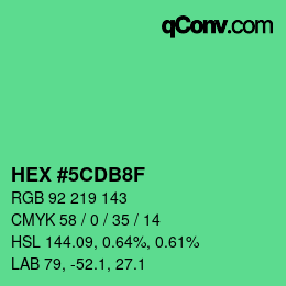 Color code: HEX #5CDB8F | qconv.com