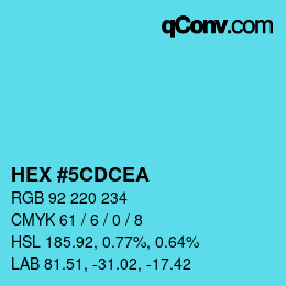 Color code: HEX #5CDCEA | qconv.com