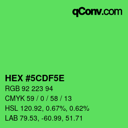 Color code: HEX #5CDF5E | qconv.com