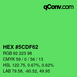 Farbcode: HEX #5CDF62 | qconv.com