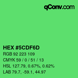 Color code: HEX #5CDF6D | qconv.com