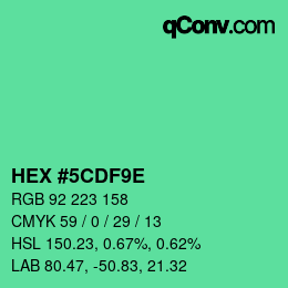 カラーコード: HEX #5CDF9E | qconv.com