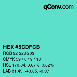 Color code: HEX #5CDFCB | qconv.com