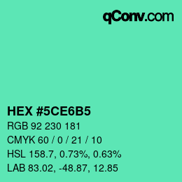 颜色代码: HEX #5CE6B5 | qconv.com