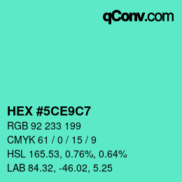 Color code: HEX #5CE9C7 | qconv.com